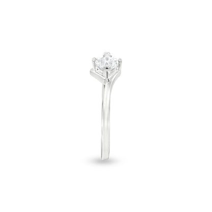 Timeless 18k White Gold Diamond Solitaire Ring with 0.41 Carat Cushion Cut Diamond