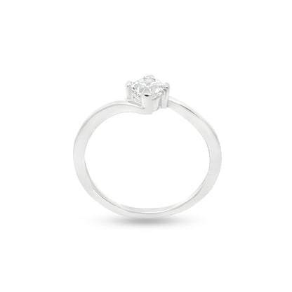 Timeless 18k White Gold Diamond Solitaire Ring with 0.41 Carat Cushion Cut Diamond