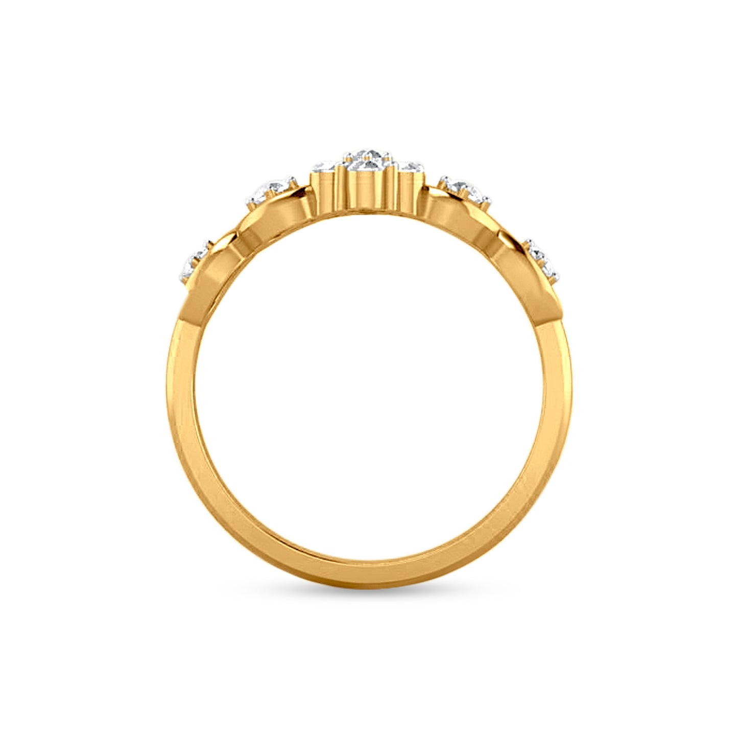 Golden Pushpa: 18K Yellow Gold Floral Diamond Ladies Ring