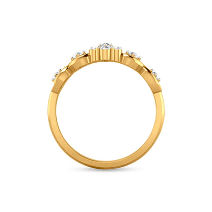 Golden Pushpa: 18K Yellow Gold Floral Diamond Ladies Ring