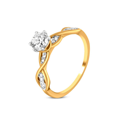 Solitaire Diamond Ring In 18K Yellow Gold