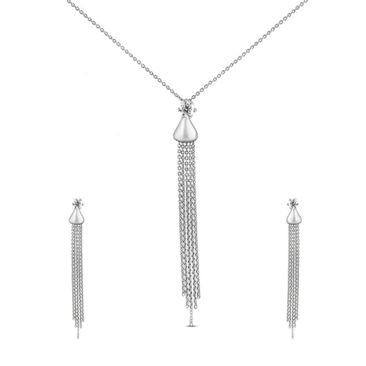 Chandelier Diamond Pendant Set In 18K White Gold