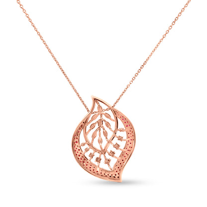 Arias Graceful Bloom In 18k Rose Gold Diamond Leaf Pendant and Earrings Set