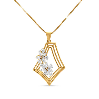 Navrang Marquise: 18k Yellow Gold Marquise Diamond Earrings and Pendant Necklace Set