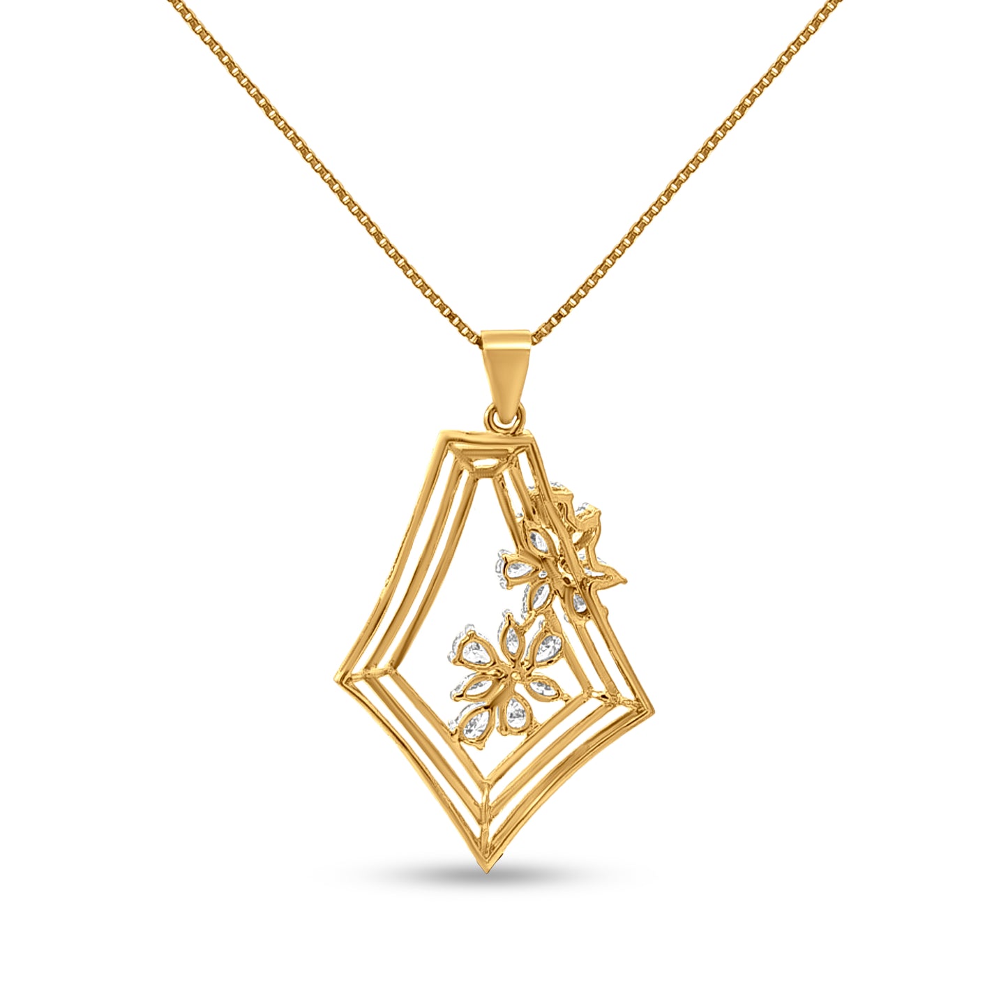 Navrang Marquise: 18k Yellow Gold Marquise Diamond Earrings and Pendant Necklace Set