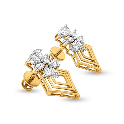 Navrang Marquise: 18k Yellow Gold Marquise Diamond Earrings and Pendant Necklace Set