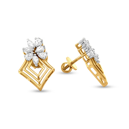 Navrang Marquise: 18k Yellow Gold Marquise Diamond Earrings and Pendant Necklace Set