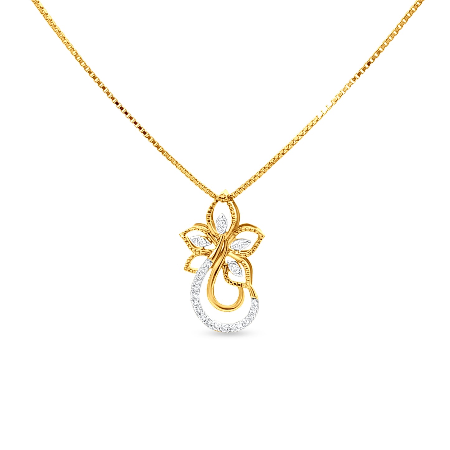Elegant 18K Gold Diamond Pendant Set - Timeless Grace for Every Occasion
