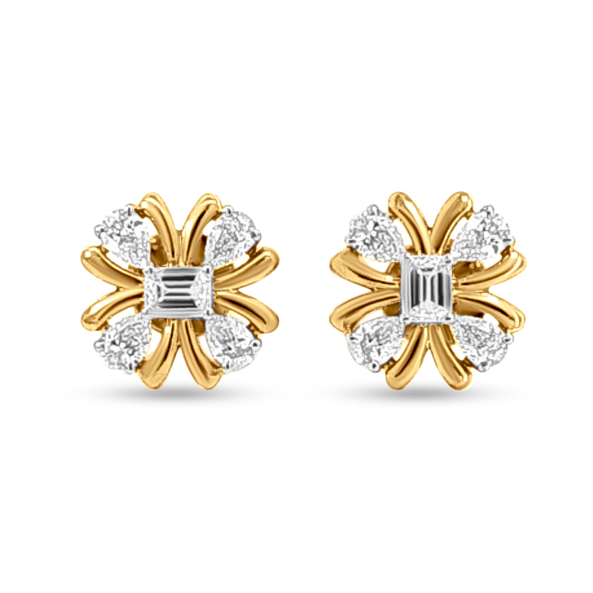 18k Gold Diamond Floral Pendant Set