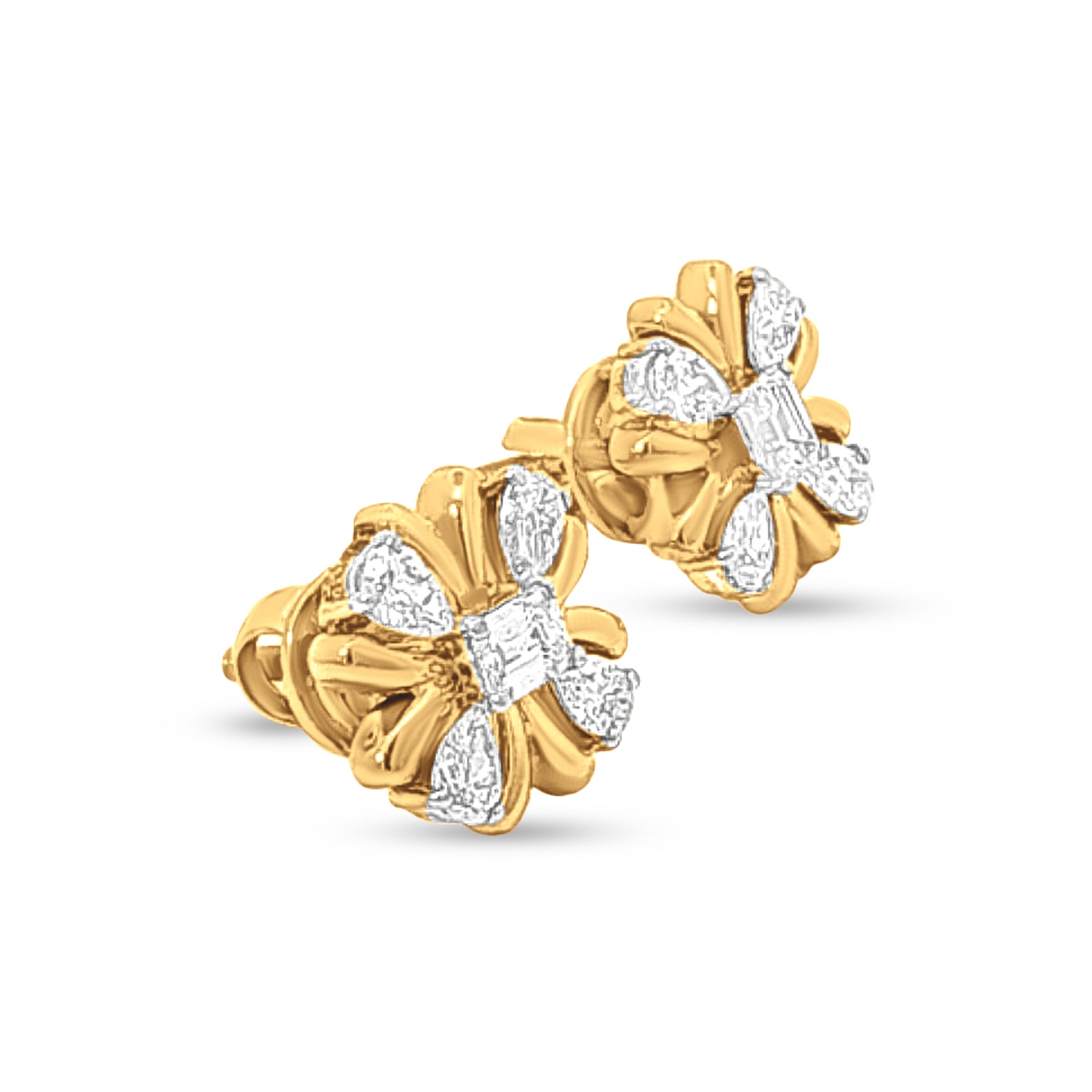 18k Gold Diamond Floral Pendant Set