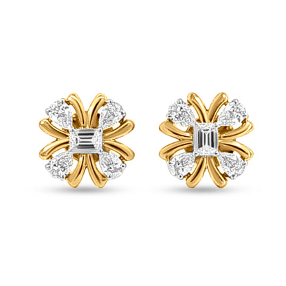 Prakriti Set: 18k Yellow Gold Diamond Floral Pendant Set