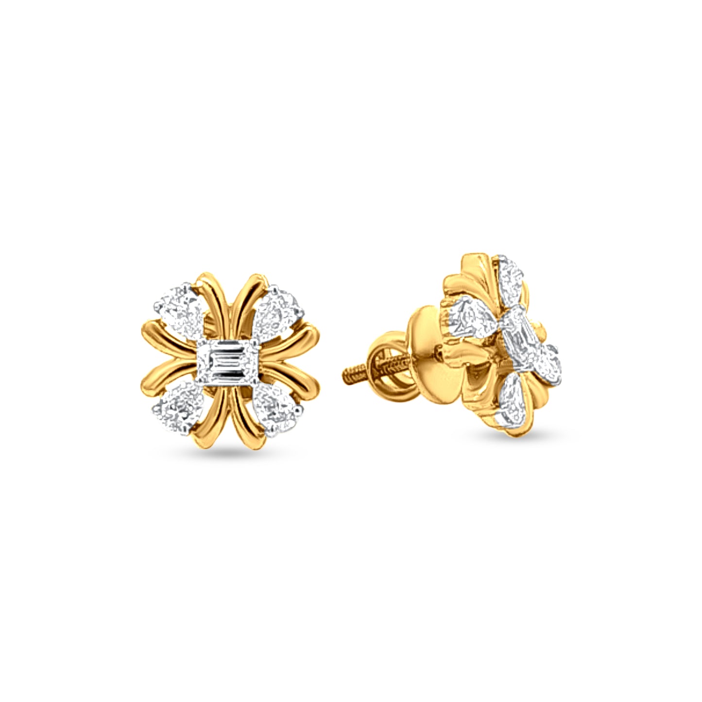 18k Gold Diamond Floral Pendant Set