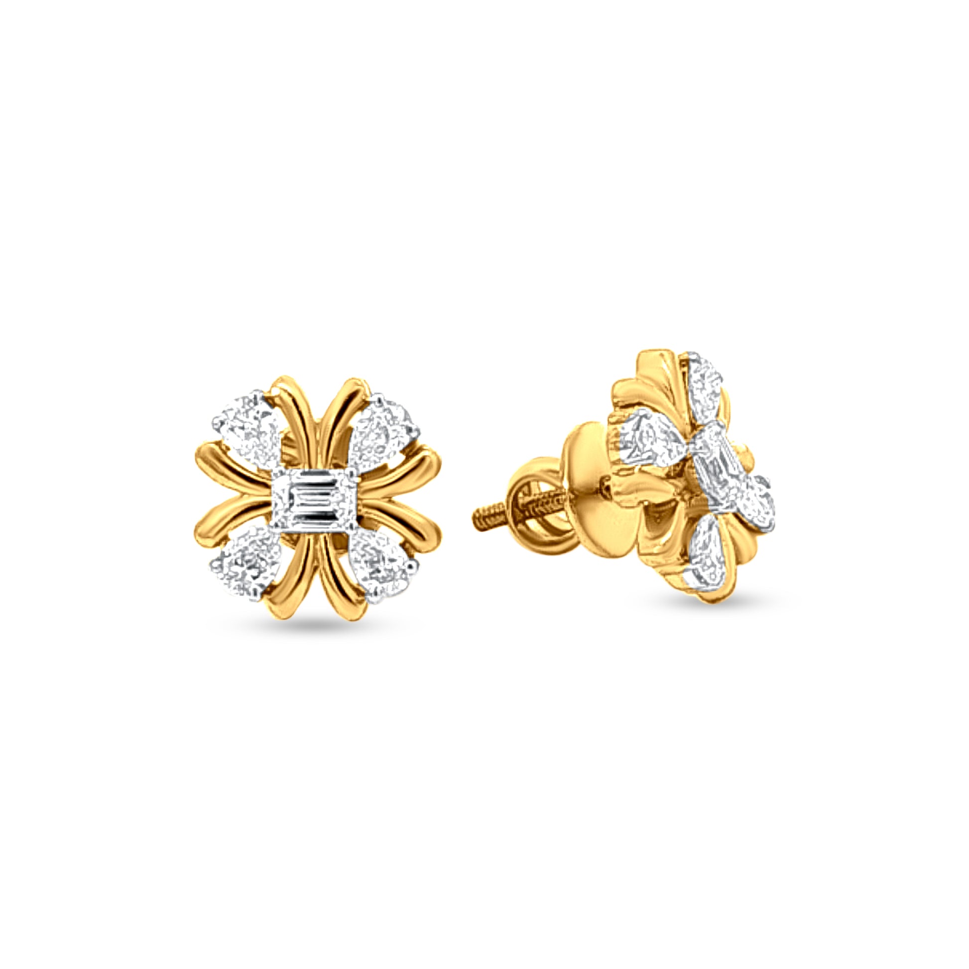 18k Gold Diamond Floral Pendant Set