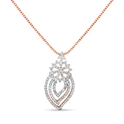 Agni Rasa Blaze: 18k Rose Gold Burning Flame Diamond Earrings and Pendant Necklace Set