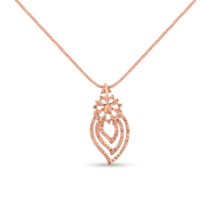 Agni Rasa Blaze: 18k Rose Gold Burning Flame Diamond Earrings and Pendant Necklace Set