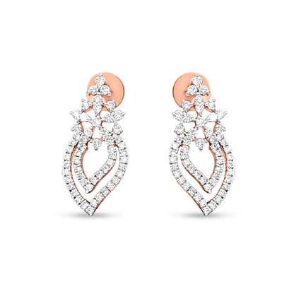 Agni Rasa Blaze: 18k Rose Gold Burning Flame Diamond Earrings and Pendant Necklace Set