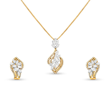 18k Gold Contemporary Pendant Necklace Set