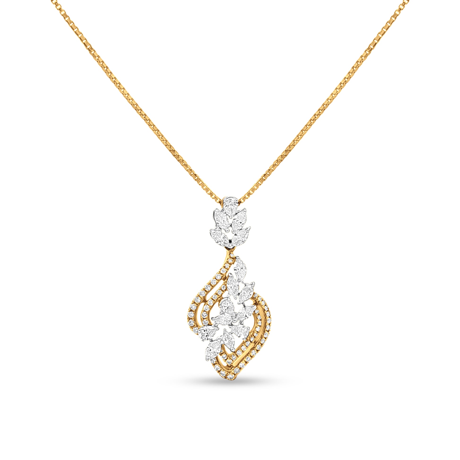 18k Gold Contemporary Pendant Necklace Set