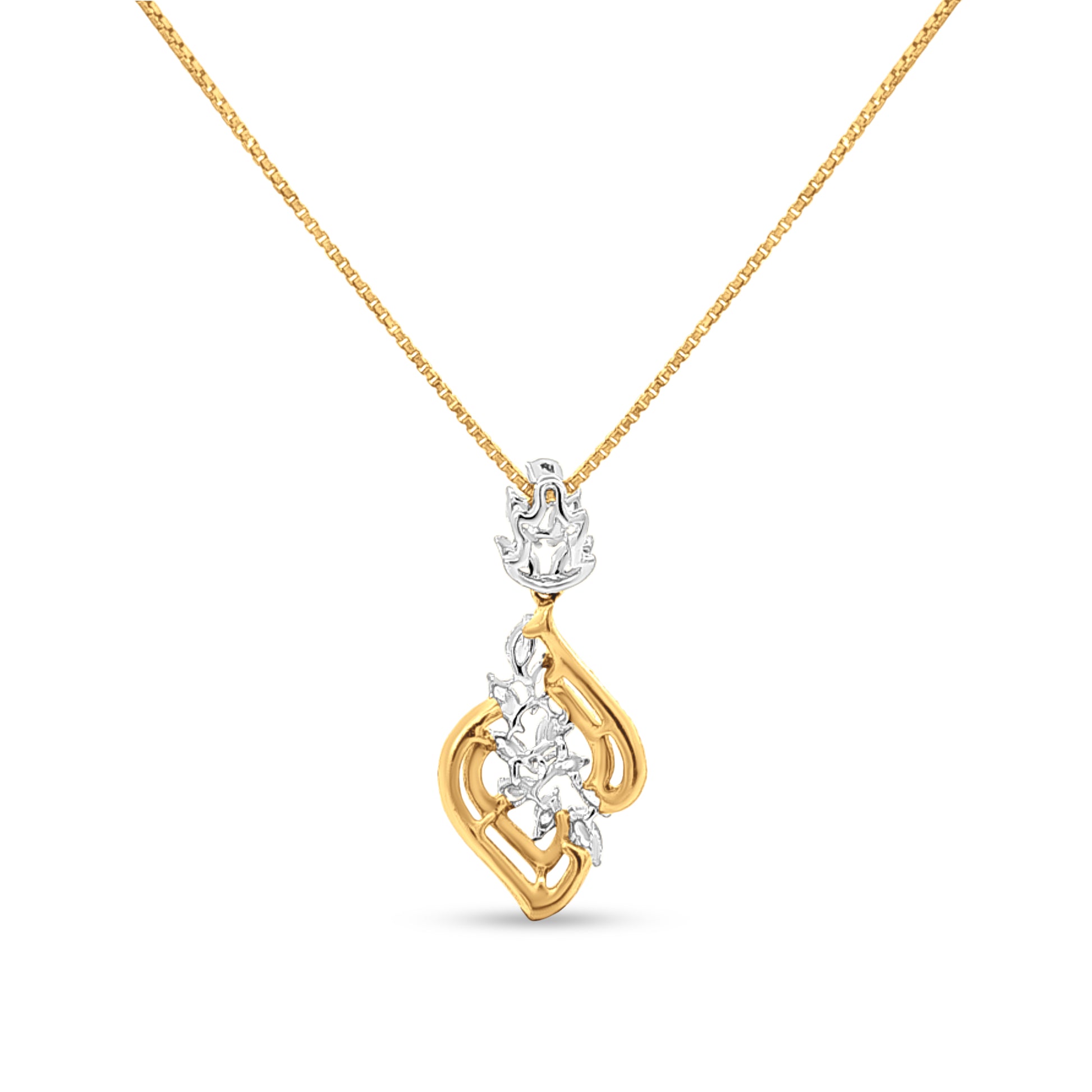 18k Gold Contemporary Pendant Necklace Set