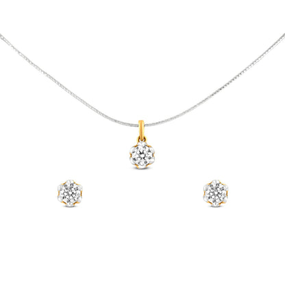 Floral Cluster Diamond Pendant Set In 18K Yellow Gold