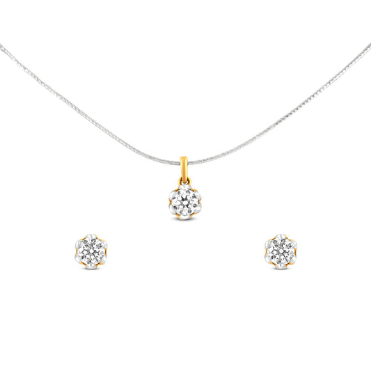 Floral Cluster Diamond Pendant Set In 18K Yellow Gold