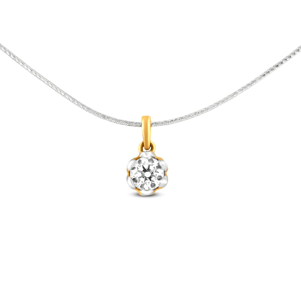 Floral Cluster Diamond Pendant Set In 18K Yellow Gold