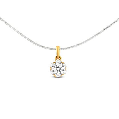 Floral Cluster Diamond Pendant Set In 18K Yellow Gold