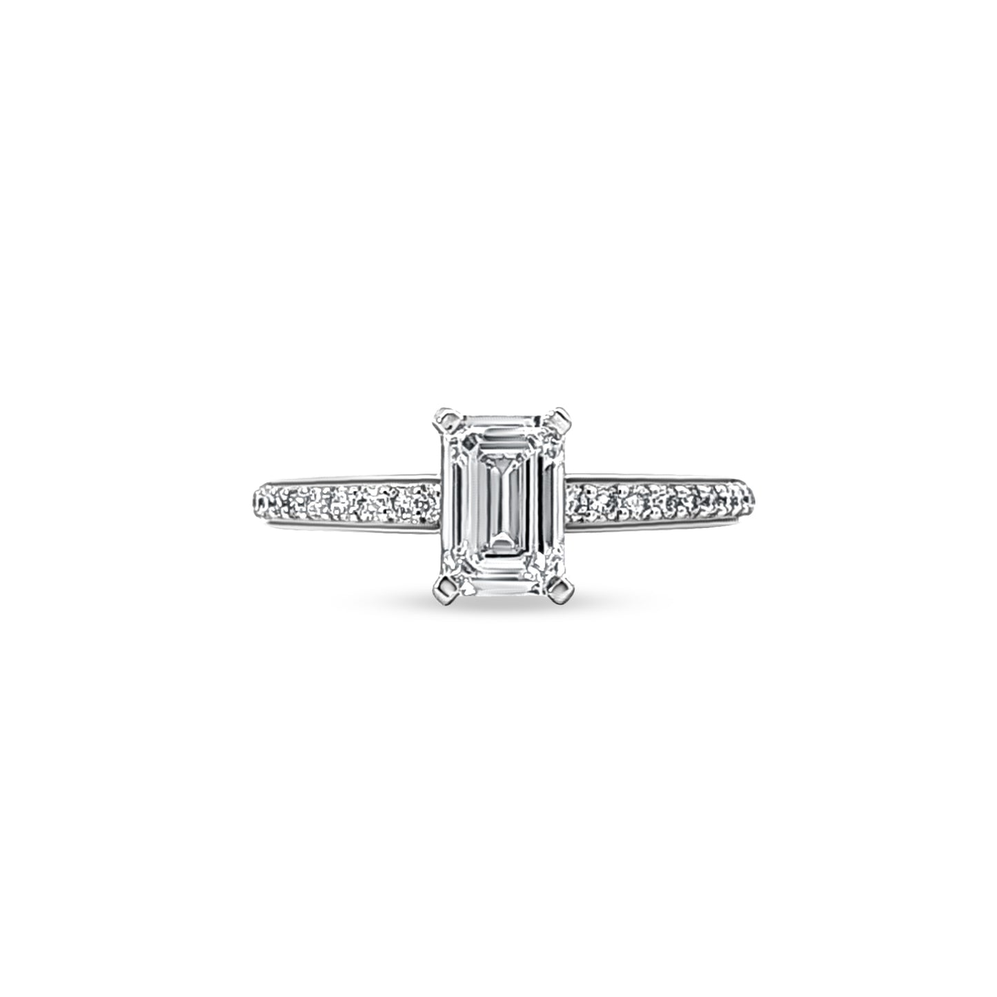 Samira - 14K White Gold Emerald-cut Lab-Grown Diamond Ring