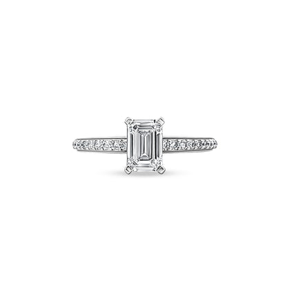 Samira - 14K White Gold Emerald-cut Lab-Grown Diamond Ring
