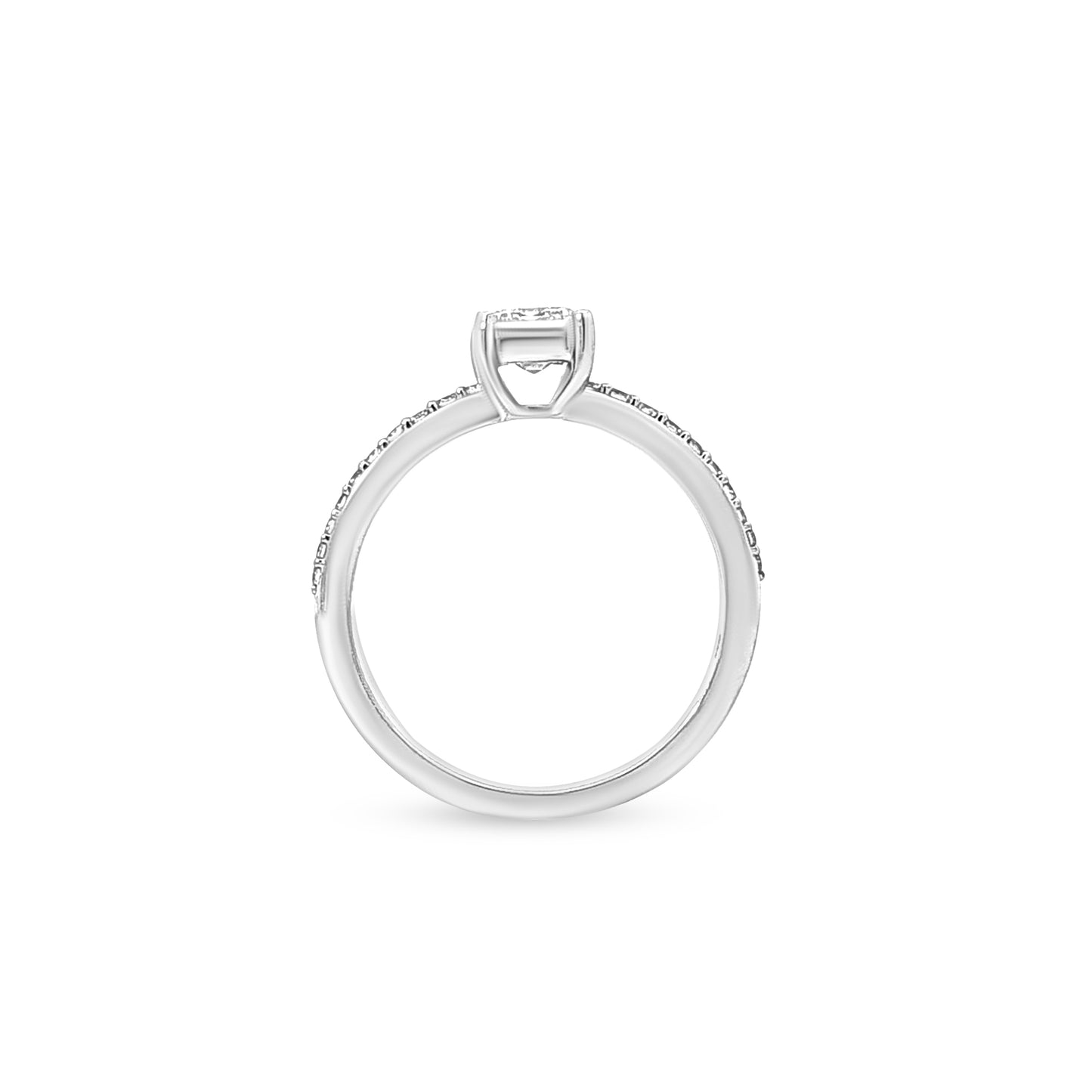 Samira - 14K White Gold Emerald-cut Lab-Grown Diamond Ring