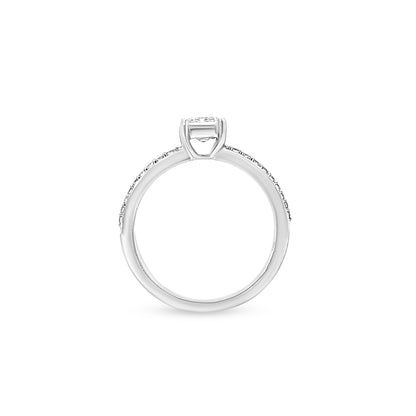 Samira - 14K White Gold Emerald-cut Lab-Grown Diamond Ring