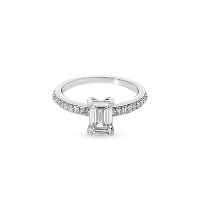 Samira - 14K White Gold Emerald-cut Lab-Grown Diamond Ring
