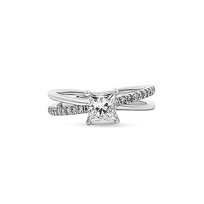 Ishita - 14K White Gold Split Shank Princess Cut Solitaire Lab-Grown Diamond Ring
