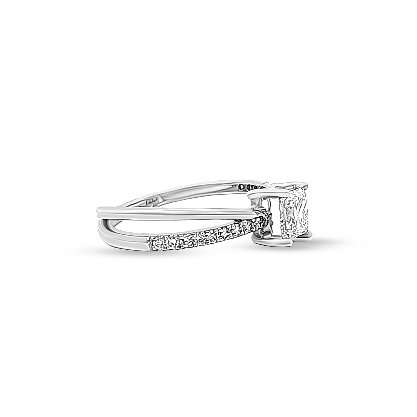 Ishita - 14K White Gold Split Shank Princess Cut Solitaire Lab-Grown Diamond Ring