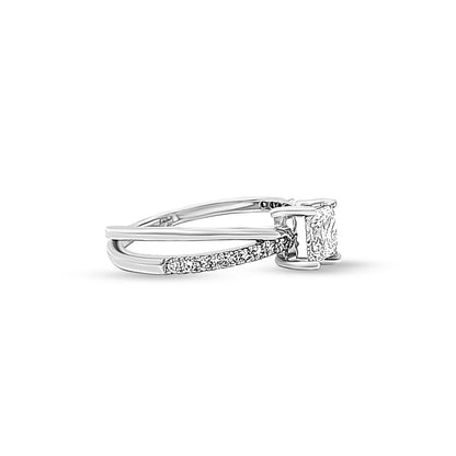 Ishita - 14K White Gold Split Shank Princess Cut Solitaire Lab-Grown Diamond Ring