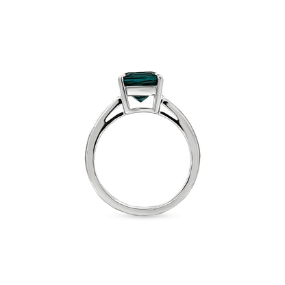 Anvika - 14K White Gold Lab-Grown Diamond and Single Emerald Stone Ring