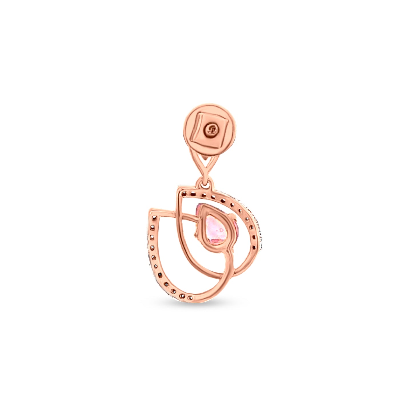 18K Rose Gold Lotus Leaf Earrings with Pink Sapphire And Diamonds