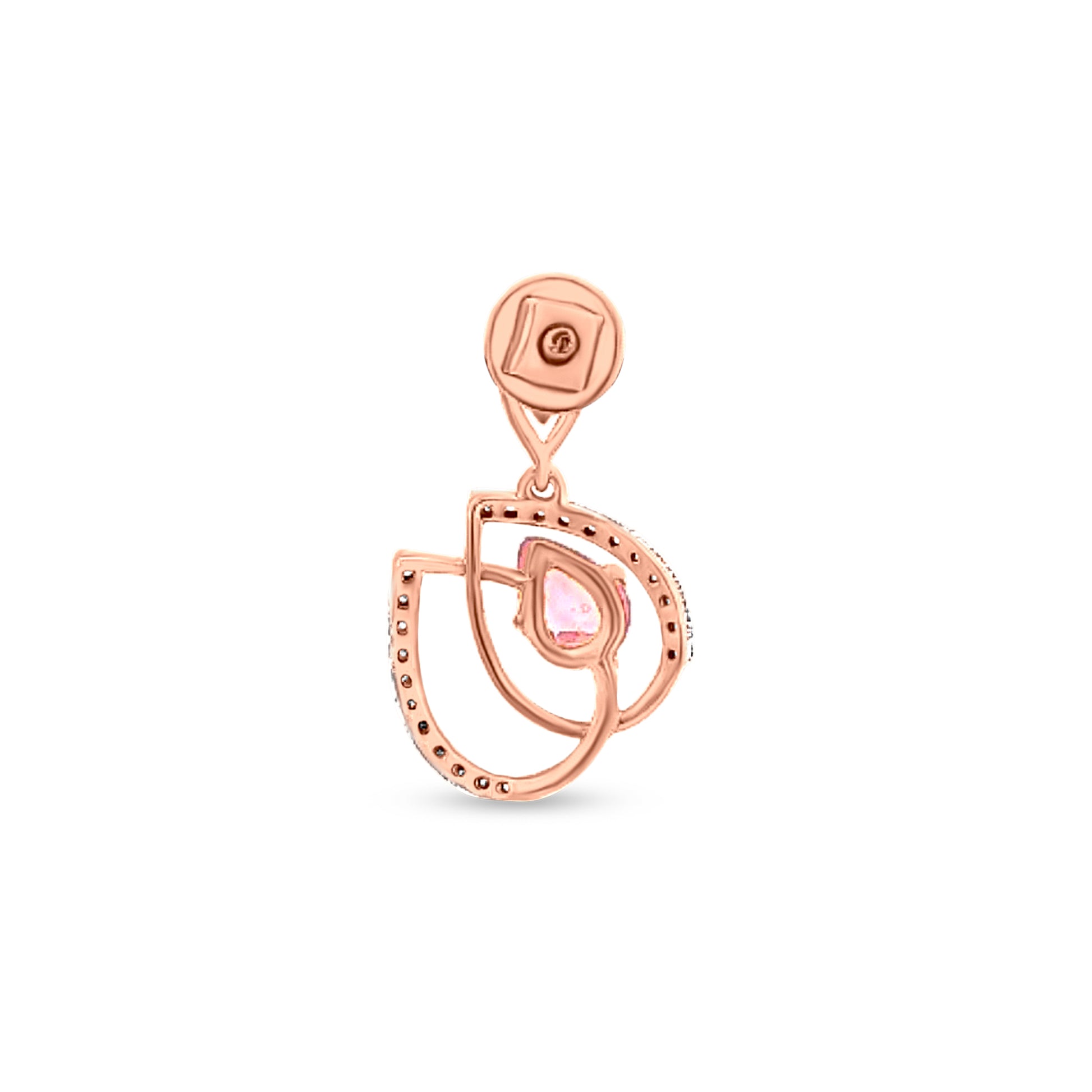 18K Rose Gold Lotus Leaf Earrings with Pink Sapphire And Diamonds