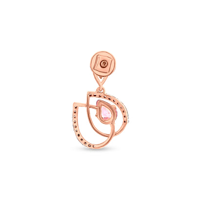 18K Rose Gold Lotus Leaf Earrings with Pink Sapphire And Diamonds