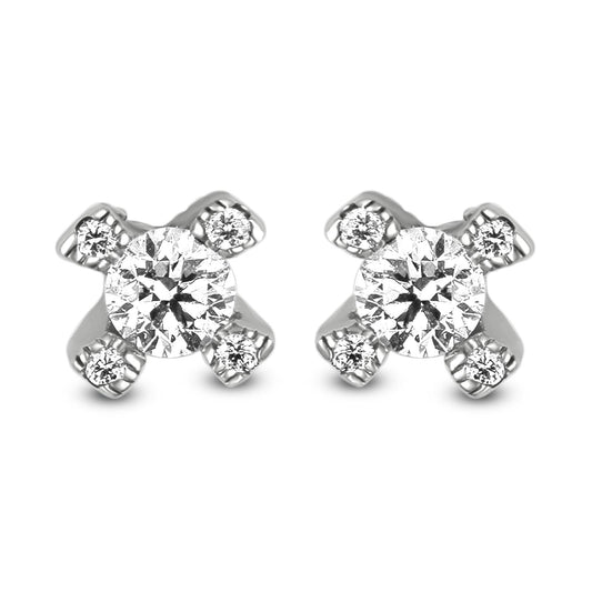 Criss Cross Diamond Tops In 18K Gold