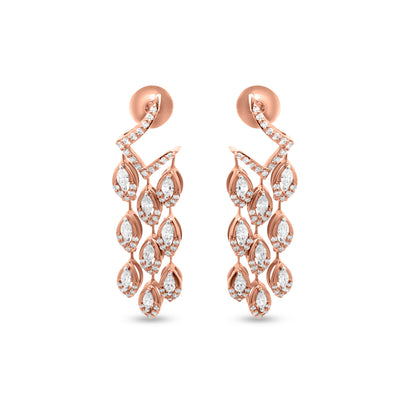 18k Rose Gold Diamond Dangle Earrings - Contemporary and Elegant Design