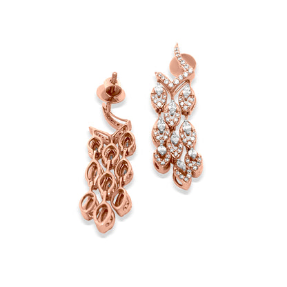 18k Rose Gold Diamond Dangle Earrings - Contemporary and Elegant Design