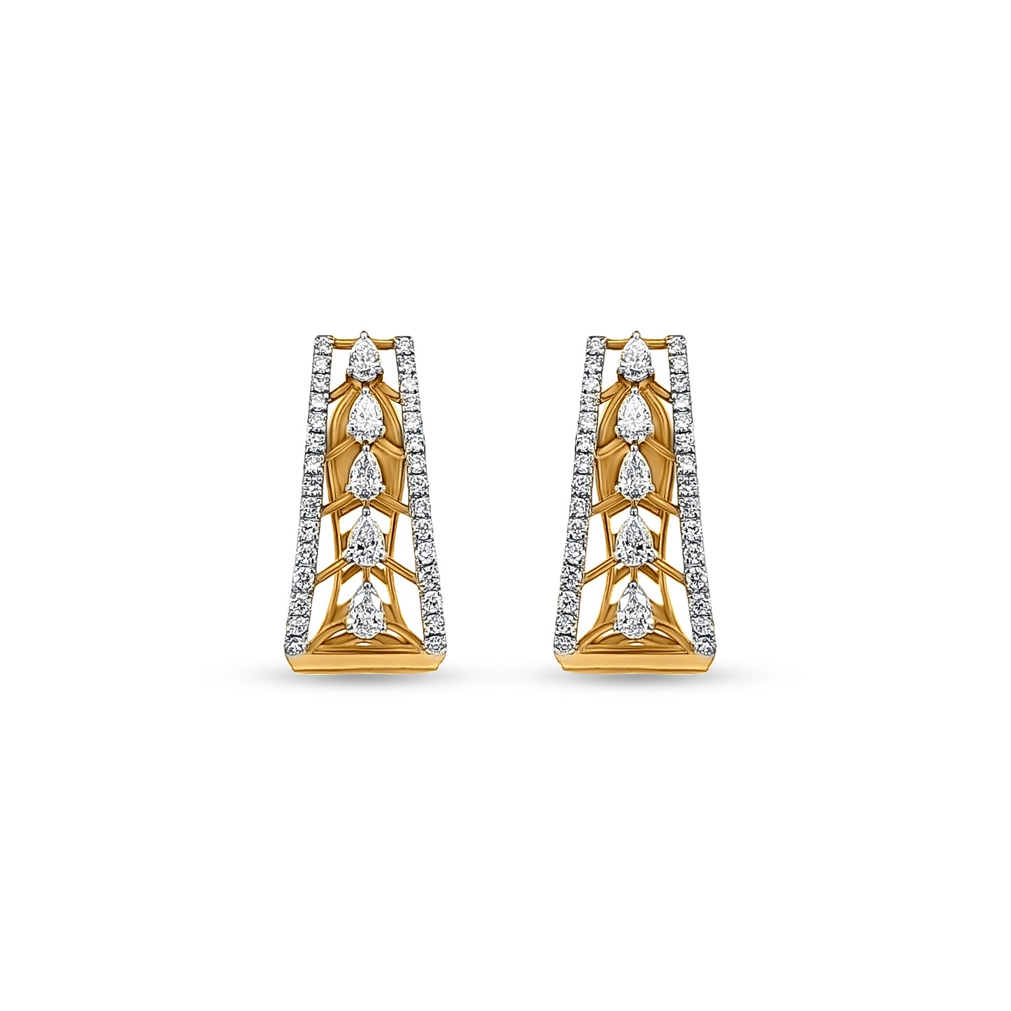18K Gold Diamond Hoop Earrings