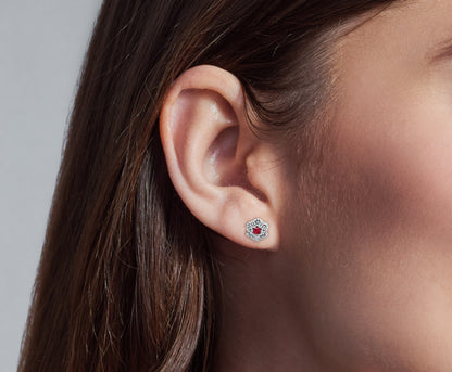 Ekanshi - 14K White Gold Lab-Grown Diamond Floral Stud Earrings