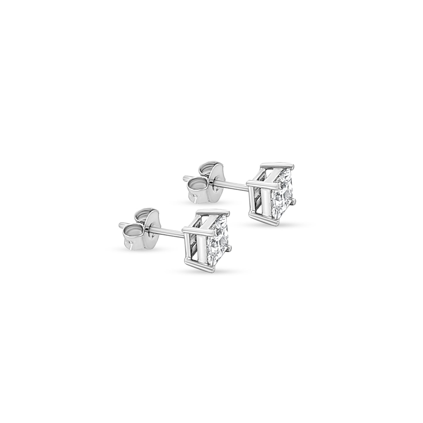 Rajasi - 14K White Gold Princess-Cut Lab-Grown Diamond Solitaire Stud Earrings