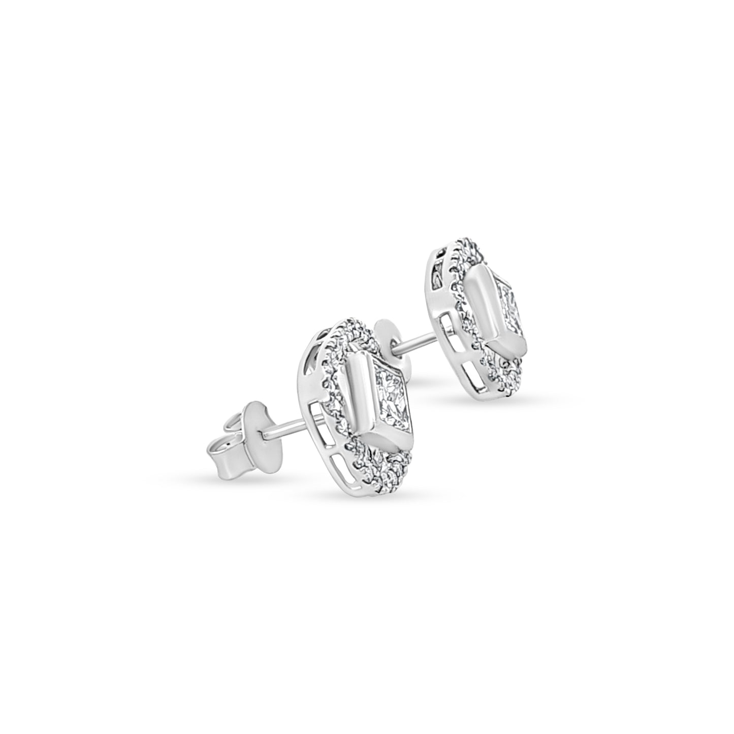 Aarohi - 14K White Gold Geometric Lab-Grown Diamond Earrings