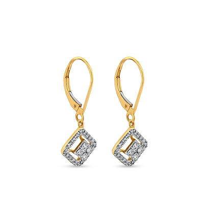 Swarna - 18K Yellow Gold Diamond Hanging Hoop Earring