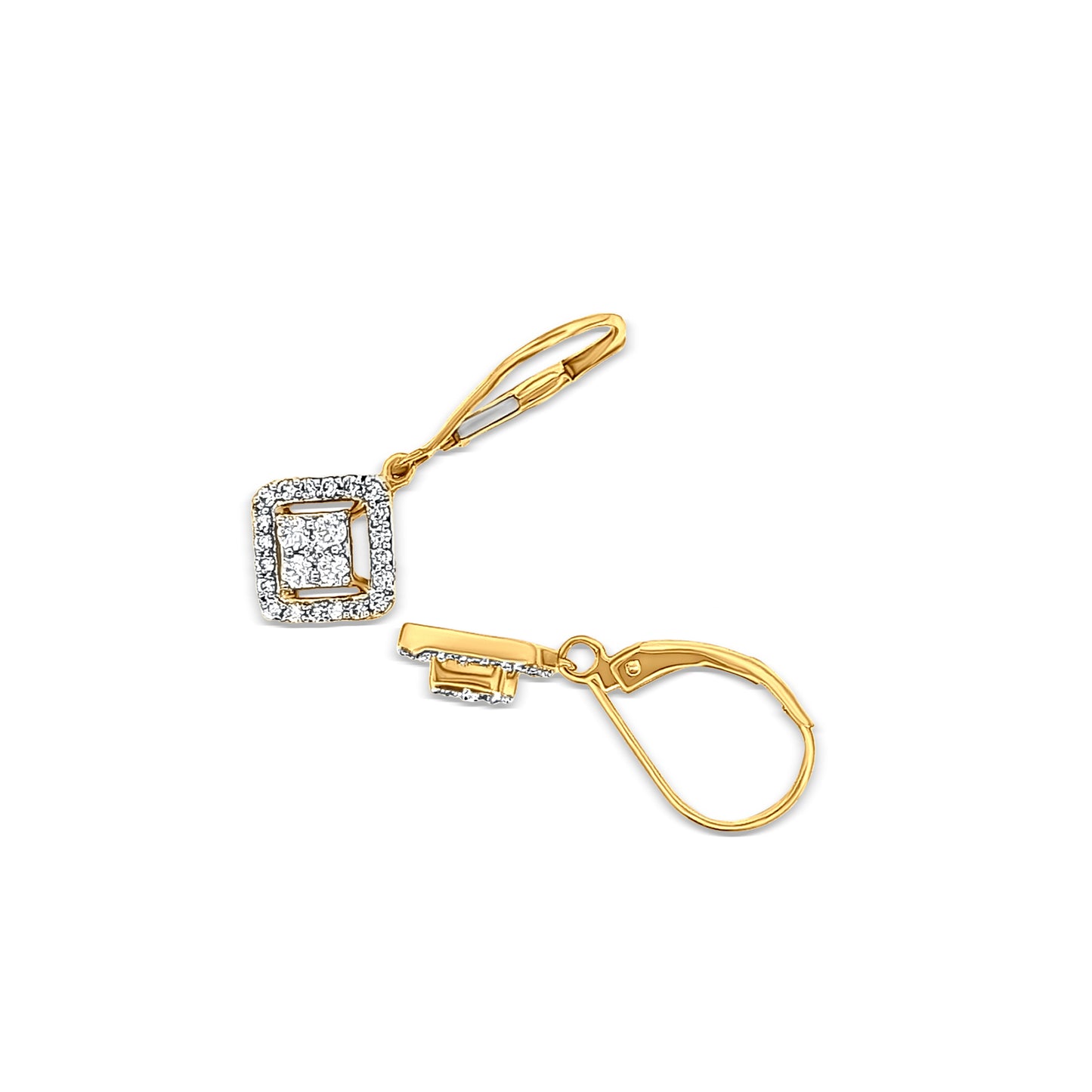 Swarna - 18K Yellow Gold Diamond Hanging Hoop Earring