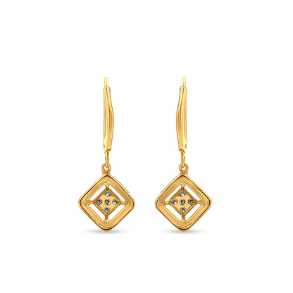 Swarna - 18K Yellow Gold Diamond Hanging Hoop Earring