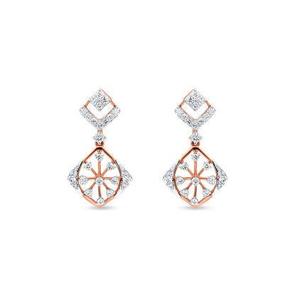 18K Rose Gold Diamond Dangle Earrings